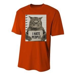 I Hate People Funny Jail Cat Youth Performance Sprint T-Shirt