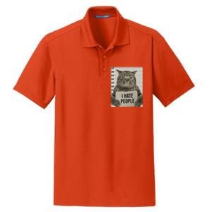 I Hate People Funny Jail Cat Dry Zone Grid Polo