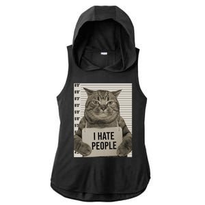 I Hate People Funny Jail Cat Ladies PosiCharge Tri-Blend Wicking Draft Hoodie Tank