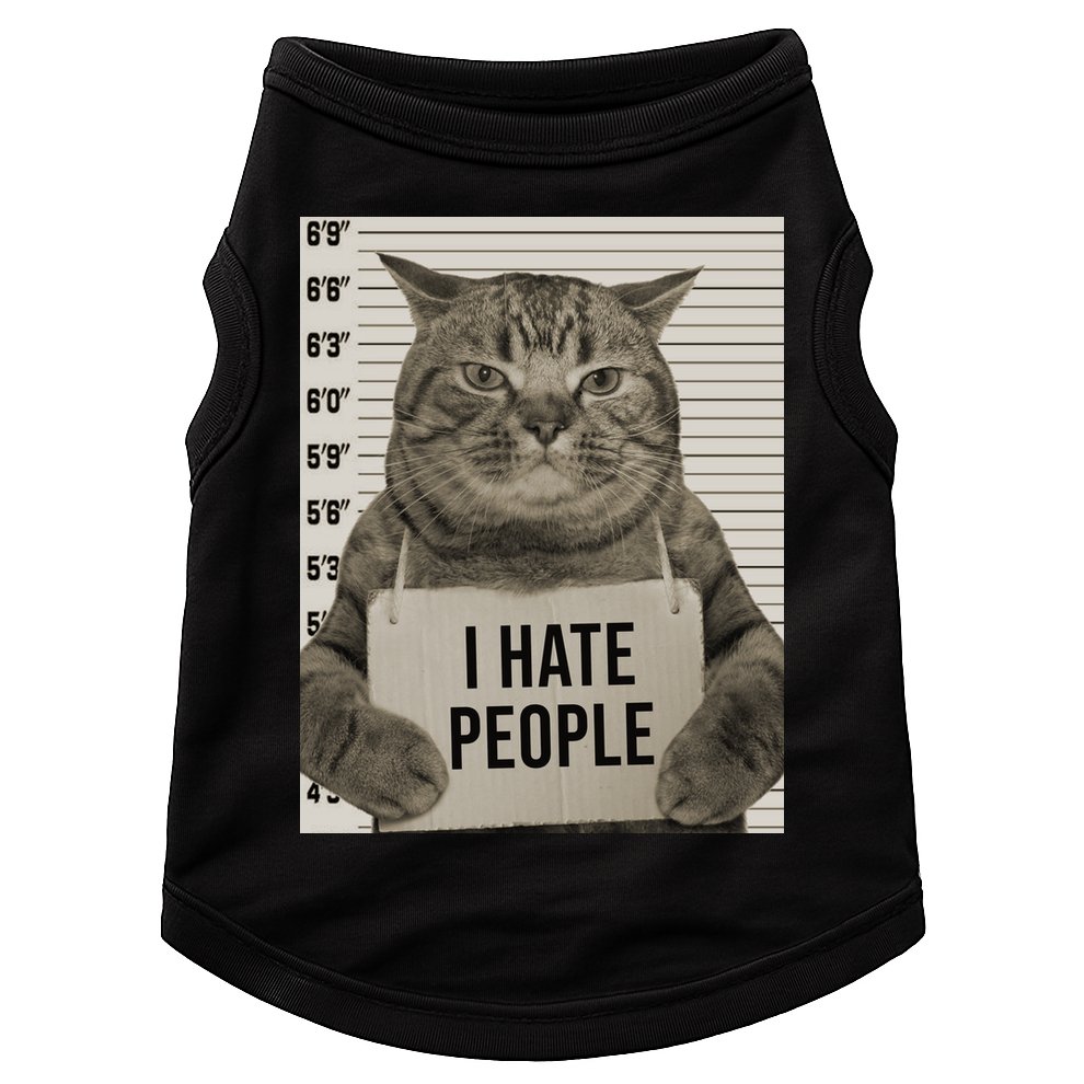 I Hate People Funny Jail Cat Doggie Tank