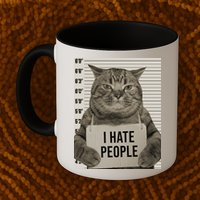 I Hate People Funny Jail Cat Mug
