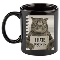 I Hate People Funny Jail Cat 11oz C Handle Ceramic Mug