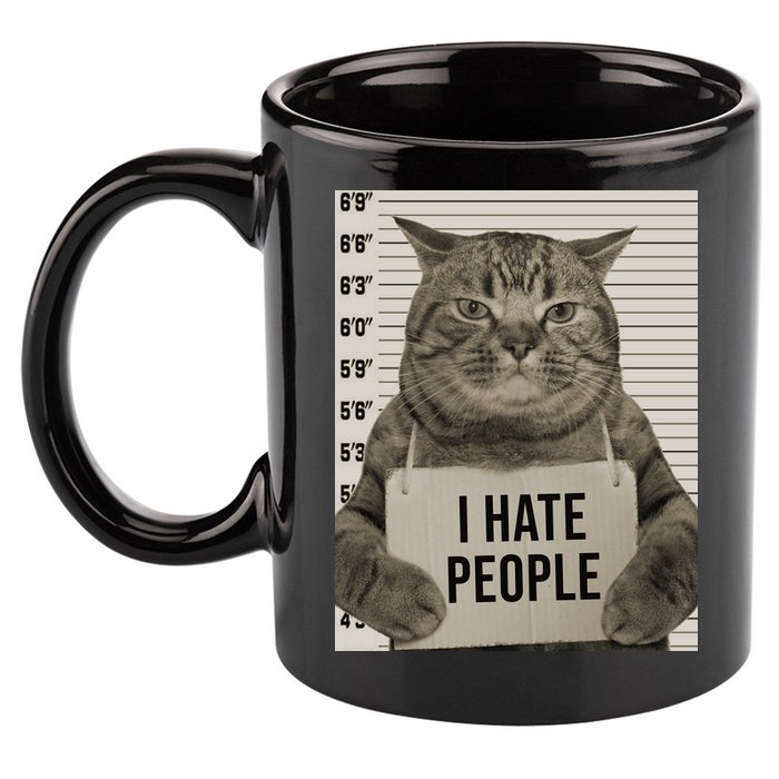 I Hate People Funny Jail Cat 11oz C Handle Ceramic Mug
