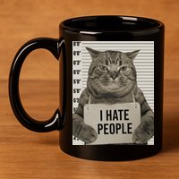 I Hate People Funny Jail Cat 11oz C Handle Ceramic Mug