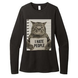 I Hate People Funny Jail Cat Womens CVC Long Sleeve Shirt