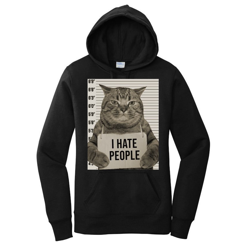 I Hate People Funny Jail Cat Women's Pullover Hoodie