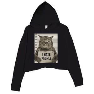 I Hate People Funny Jail Cat Crop Fleece Hoodie