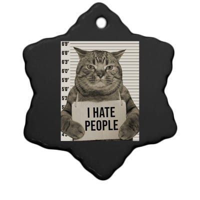 I Hate People Funny Jail Cat Ceramic Star Ornament