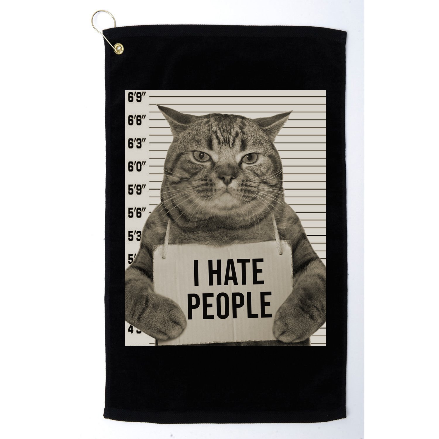 I Hate People Funny Jail Cat Golf Towel