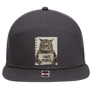 I Hate People Funny Jail Cat 7 Panel Mesh Trucker Snapback Hat