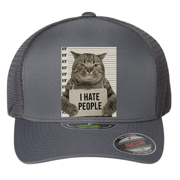 I Hate People Funny Jail Cat Flexfit Unipanel Trucker Cap