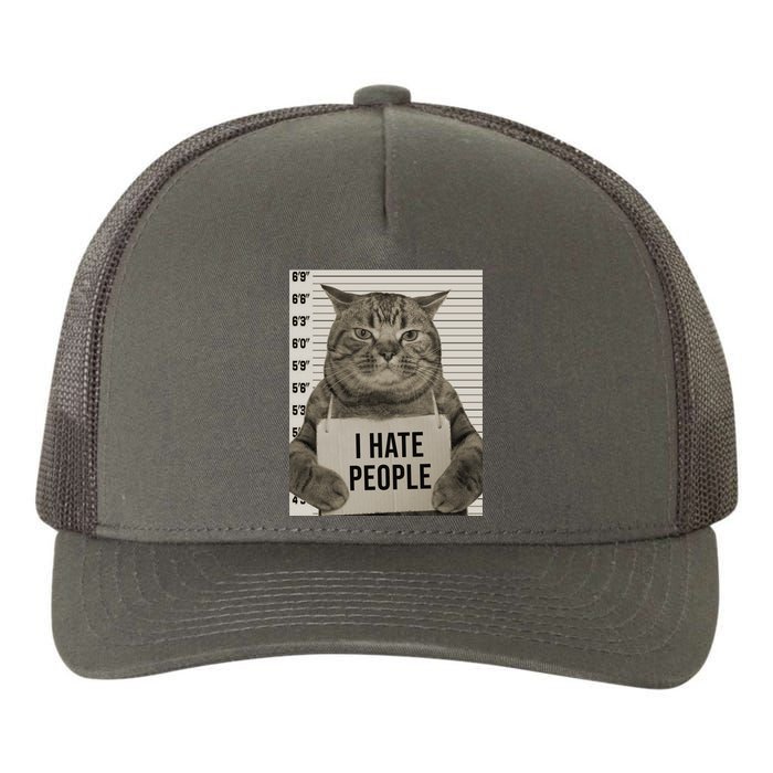 I Hate People Funny Jail Cat Yupoong Adult 5-Panel Trucker Hat