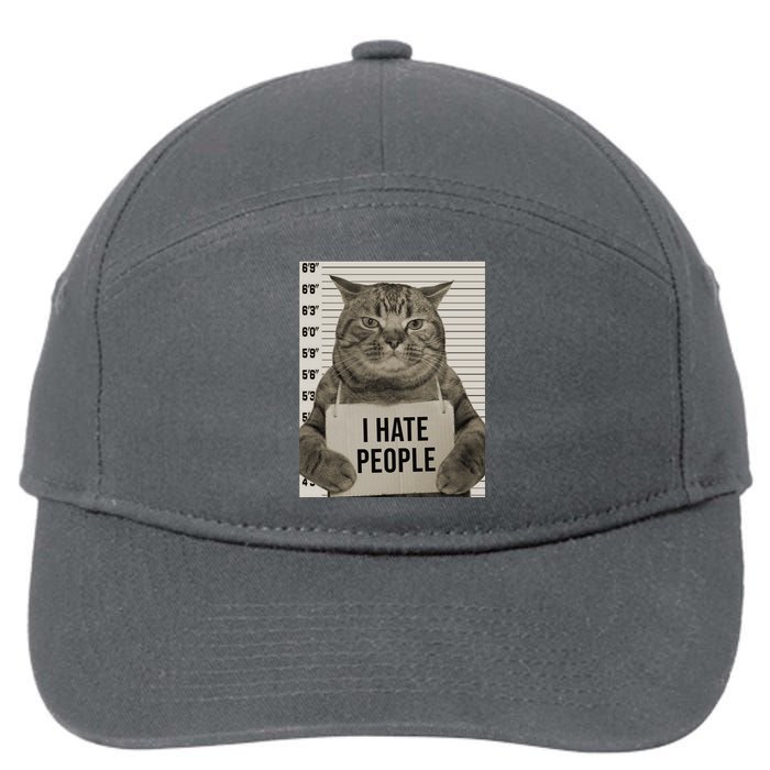 I Hate People Funny Jail Cat 7-Panel Snapback Hat