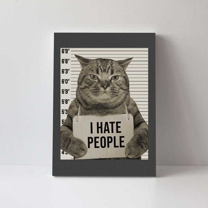 I Hate People Funny Jail Cat Canvas