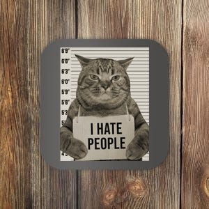 I Hate People Funny Jail Cat Coaster