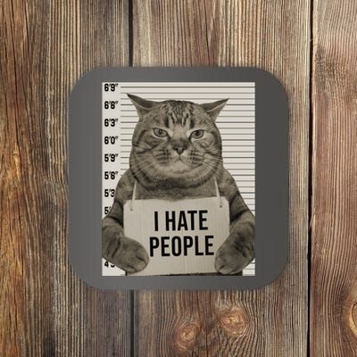 I Hate People Funny Jail Cat Coaster