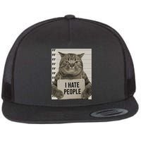 I Hate People Funny Jail Cat Flat Bill Trucker Hat