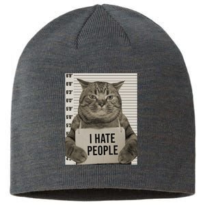 I Hate People Funny Jail Cat Sustainable Beanie