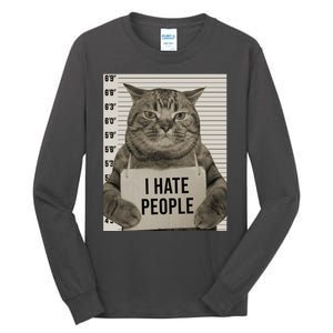 I Hate People Funny Jail Cat Tall Long Sleeve T-Shirt