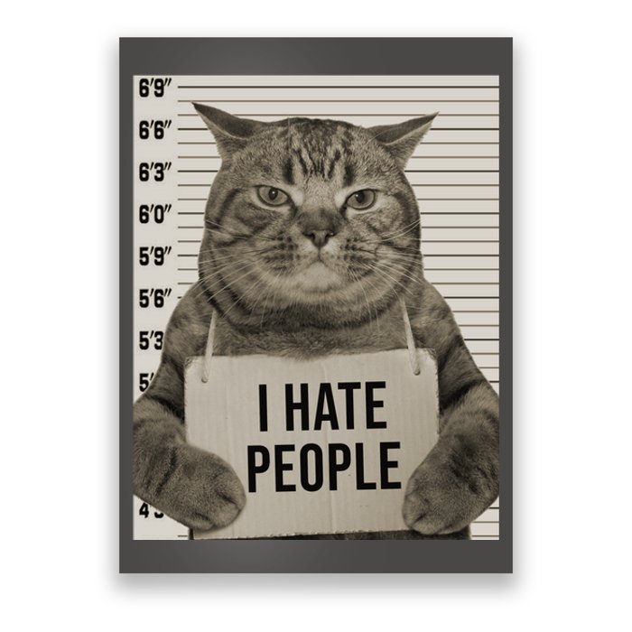 I Hate People Funny Jail Cat Poster