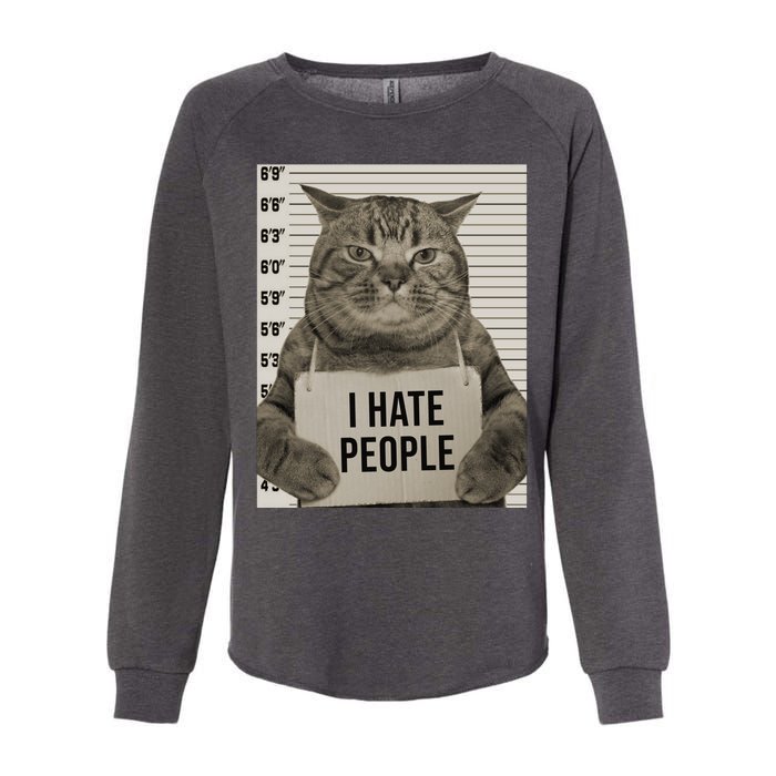 I Hate People Funny Jail Cat Womens California Wash Sweatshirt