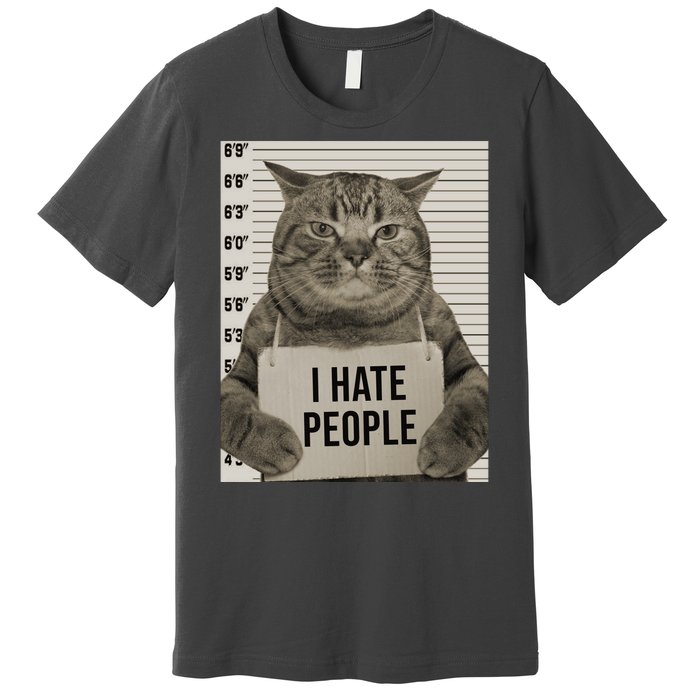 I Hate People Funny Jail Cat Premium T-Shirt