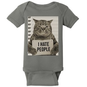 I Hate People Funny Jail Cat Baby Bodysuit