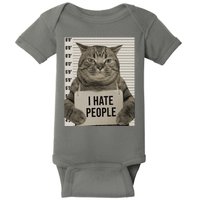 I Hate People Funny Jail Cat Baby Bodysuit