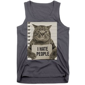 I Hate People Funny Jail Cat Tank Top