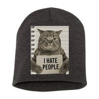 I Hate People Funny Jail Cat Short Acrylic Beanie