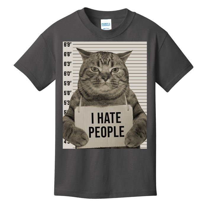 I Hate People Funny Jail Cat Kids T-Shirt