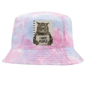 I Hate People Funny Jail Cat Tie-Dyed Bucket Hat