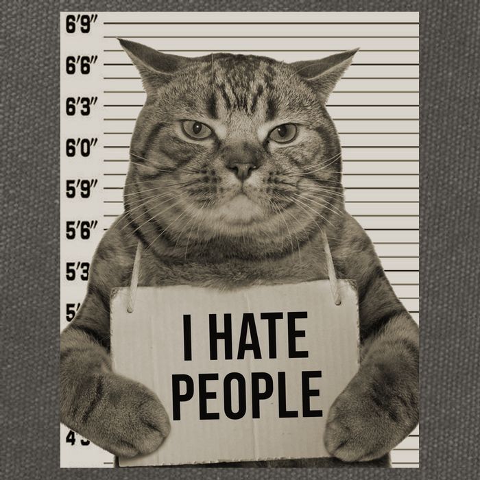I Hate People Funny Jail Cat Cotton Canvas Backpack
