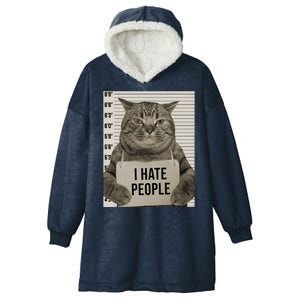 I Hate People Funny Jail Cat Hooded Wearable Blanket