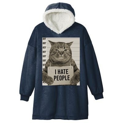 I Hate People Funny Jail Cat Hooded Wearable Blanket