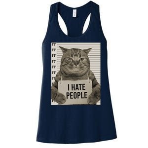 I Hate People Funny Jail Cat Women's Racerback Tank