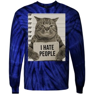 I Hate People Funny Jail Cat Tie-Dye Long Sleeve Shirt