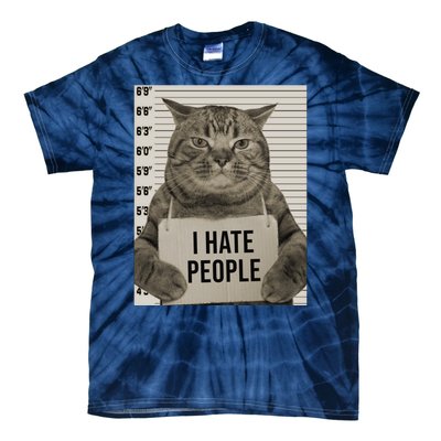 I Hate People Funny Jail Cat Tie-Dye T-Shirt