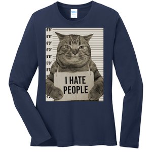 I Hate People Funny Jail Cat Ladies Long Sleeve Shirt