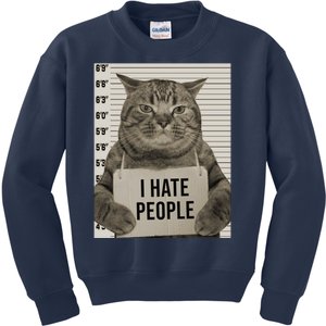 I Hate People Funny Jail Cat Kids Sweatshirt