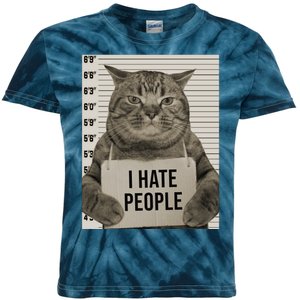 I Hate People Funny Jail Cat Kids Tie-Dye T-Shirt