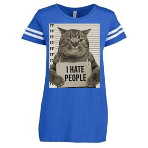 I Hate People Funny Jail Cat Enza Ladies Jersey Football T-Shirt