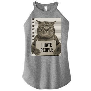 I Hate People Funny Jail Cat Women's Perfect Tri Rocker Tank