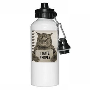 I Hate People Funny Jail Cat Aluminum Water Bottle