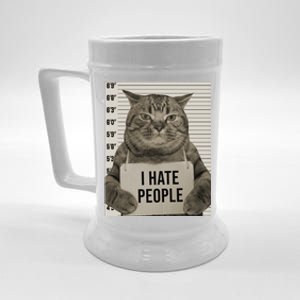 I Hate People Funny Jail Cat Beer Stein