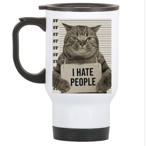 I Hate People Funny Jail Cat Stainless Steel Travel Mug