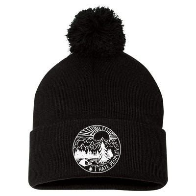 I Hate People I Love Camping Pom Pom 12in Knit Beanie