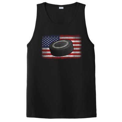 Ice Hockey Puck American Flag Usa Proud Ice Hockey Lovers Gift PosiCharge Competitor Tank