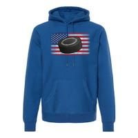 Ice Hockey Puck American Flag Usa Proud Ice Hockey Lovers Gift Premium Hoodie