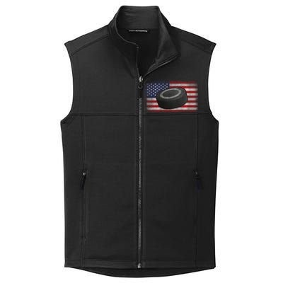 Ice Hockey Puck American Flag Usa Proud Ice Hockey Lovers Gift Collective Smooth Fleece Vest